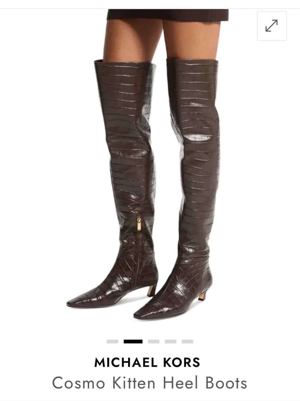 Michael Kors Brown Croc-Embossed Over-the-Knee Pointed Boots (NWOB)
